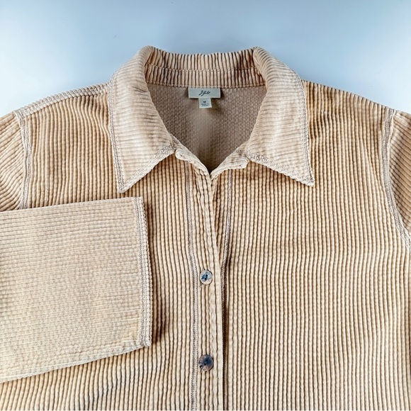 J.Jill Womens Medium Khaki Sand Corduroy Embroidered Floral Button Down Jacket - Picture 8 of 13